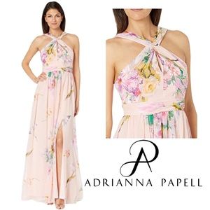 NWT ADRIANNA PAPELL dress chiffon floral gown